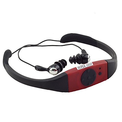 Supershop 4GB Swimming Diving Water Waterproof MP3 Player FM Radio Earphone Red