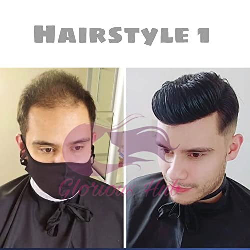 Image of PREMIUM Mono Hair Patch | 100% Silky and Soft Human Hair Wig | Original for Men Undetectable, Natural Looking and Lightweight Men's System | Fix With Tape, Clips or Glue | (Black, 8x6)