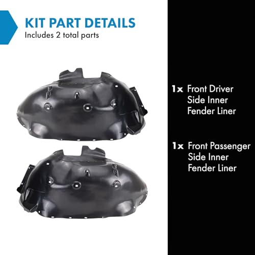 Image of TRQ Front Driver and Passenger Side Inner Fender Liner Set Compatible with 2011-2014 Chevrolet Silverado 2500 HD