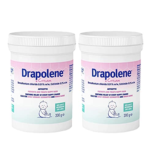 2 x Drapolene Cream 200g Tub | Prevents and Treats Nappy Rash | Soothes and Protects Babys bottom from newborn onwards