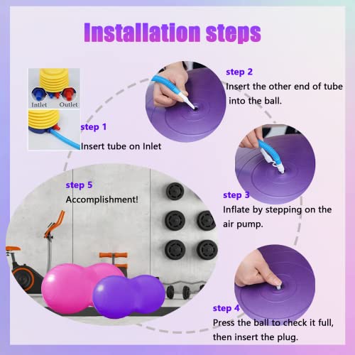 Bailiyake 2 Packs Peanut Ball,Peanut Exercise Ball,Peanut Yoga Ball,Peanut Shape Ball,Anti-Burst And Slip Resistant Fitness Ball With Pump For Home Fitness Labor Birthing Flexible Seating For School #TOP5