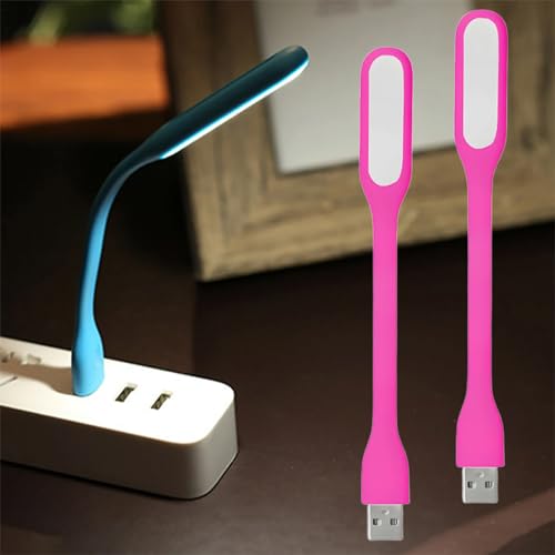 Image of 2Pack Mini USB Light for Keyboard - LED Laptop Computer Light, Flexible USB Night Light for Notebook PC, Adjustable Gooseneck Book Reading Lamp, Portable Home LED Lighting Source, Pink