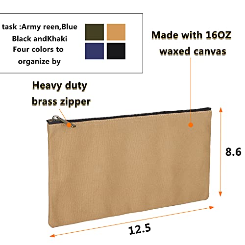 Heavy Duty 16 Oz. Canvas Tool Bags With Metal Zippers Multi Purpose Waterproof Smart Storage Pouches Everyday Utility Tool Bags Organizer Best For Handymen Repairmen Woodworker (Multi Color) #TOP1