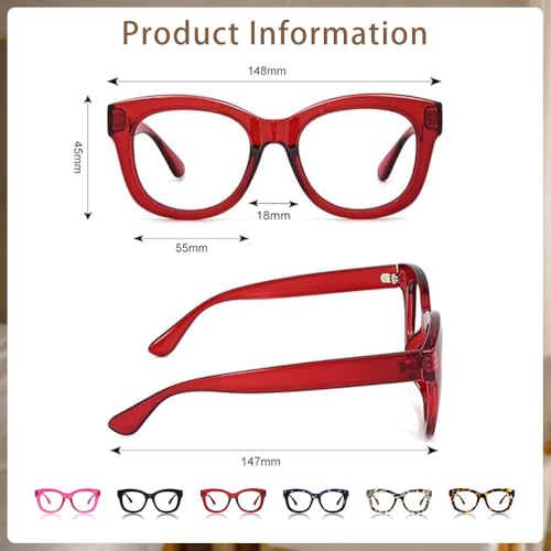 Image of JiSoo Oversized Reading Glasses for Women Men, Stylish Designer Readers Women with Large Frame