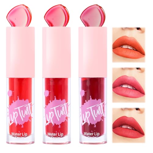 Juego de Manchas de Tinte de Labios, 3 Piezas Set de Tintes Labiales, Tinte para Labios No-Transfer, Brillo de Labios Hidratante de Larga Duración, Tinte Labial no Pegajoso