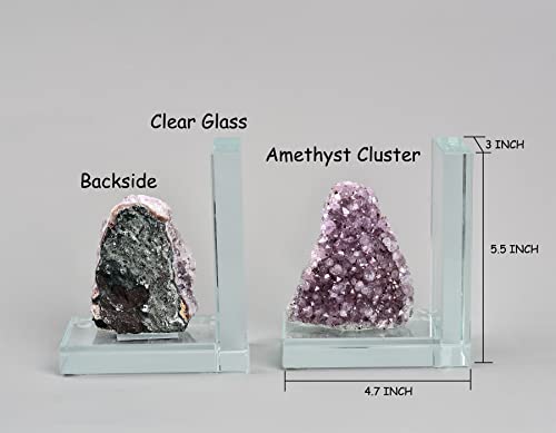 AMOYSTONE L-Shaped Glass Amethyst Bookends for Study Desk Decor by AMOYSTONE - Used condition - Image 4