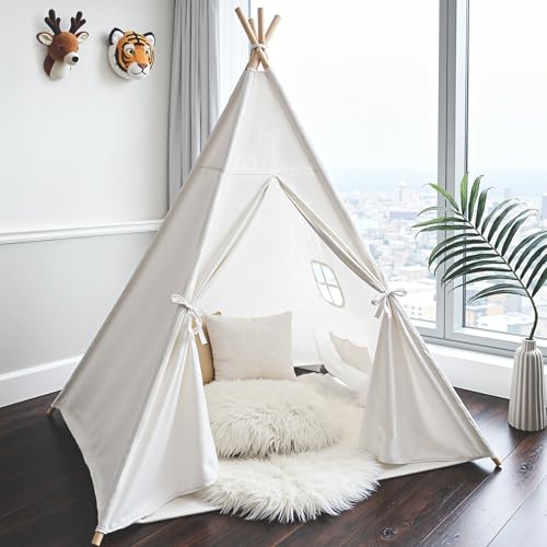 Sumbababy Teepee Tent for Kids, Cotton Canvas Indoor Play Tent,