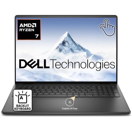 Image of Dell 16 FHD+Touchscreen Business Laptop - AMD Ryzen 7 250 (Beat Core 7 150U) | 64GB DDR5 + 4TB SSD | Backlit Keyboard | AI Copilot Key | FHD Webcam | Wi-Fi 6 | Windows 11