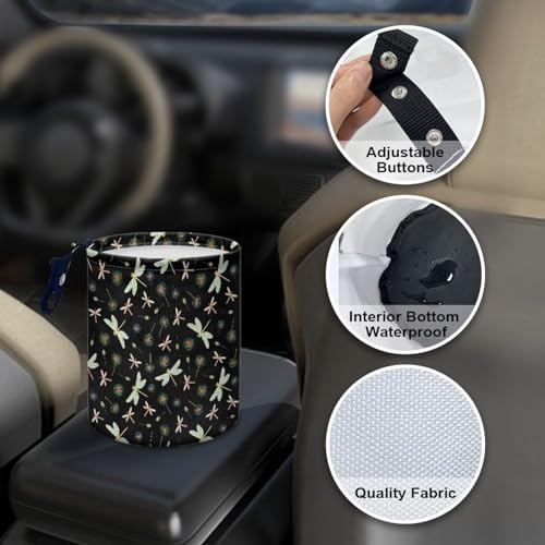 Image of Dragonfly Collapsible Portable Car Garbage Bin Multipurpose for Front Seat, Back Seat, Floor, Headrest Rubbish Bin Universal Fit for SUV, Trucks