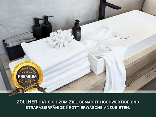 ZOLLNER Handtuch Set aus 4 Handtücher 50x100 cm & 2 Duschtücher 70x140 cm - saugstarke und weiche Tücher in weiß - mit praktischem Aufhänger - waschbar bis 95°C - Baumwolle - Hotelqualität
