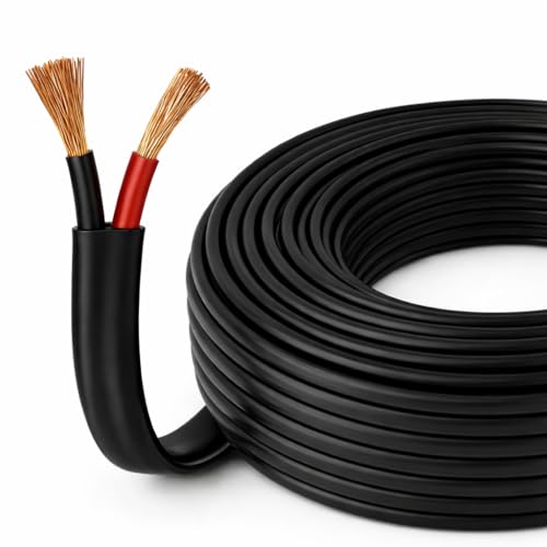 BMF DIRECT Flat Twin 2 Core Cable Pure Copper 12V/24V – Thin Wall Automotive Wire (0.75mm² 14A, 5m Coil)