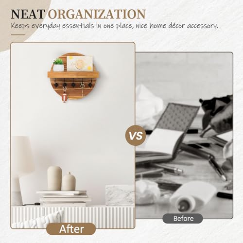 Support mural clés et courrier marron clair de 24 cm pour ne plus jamais perdre vos clés