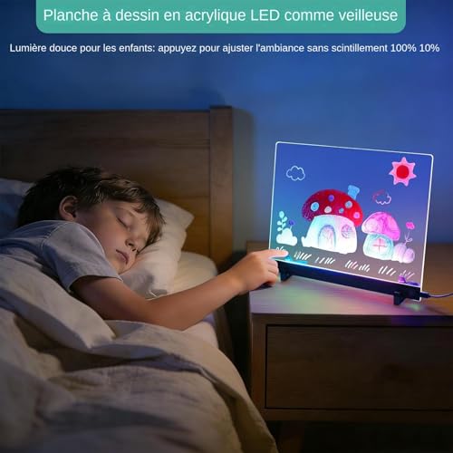 Ardoise lumineuse effaçable pour illuminer les notes du bureau