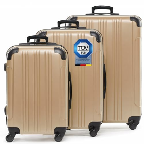 ✔️ VALIGIA PER OGNI VIAGGIO... set di 3 con bagaglio a mano 55 x 35 x 22 cm (per tutte le compagnie aeree) 2,7 kg | valigia grande 65 x 40 x 25 cm 3,5 kg | valigia XXL 75 x 55 x 30 cm 4,3 kg (dimensioni ruote incluse)