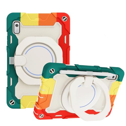 Support rotatif Lenovo Tab M9 coque antichoc silicone avec bandoulière JZ rouge