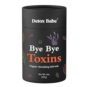 Detox Babe Bye Bye Toxins Organic Detox Bath Salt Soak (8 oz) | Epsom Salt, Pink Himalayan Salt, Matcha Green Tea Extract, Dandelion Root | Herbal Essential Oils Soak | Spa Bath Gift