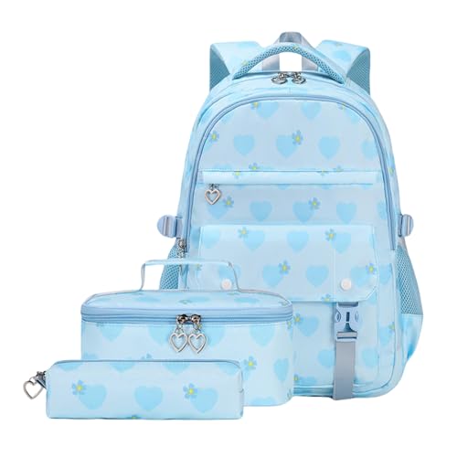 Sac à dos d'école grande capacité bleu avec son sac repas pour la rentrée des classes