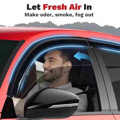 Image of Canvcle Window Visors Rain Guards for 2022-2025 2026 Honda Civic Hatchback LX Sport Touring EX-L Accessories, Outside-Mount Tape-On Side Window Wind Deflectors Vent Visors Shades Rainproof Black 4PCS