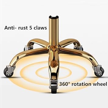 Height Adjustable Round Seat Rolling Chair - Gold Metal Steel Base 5-Claw Design Earth Wheels Perfect for Beauty Salons Offices & Home Bar Stools