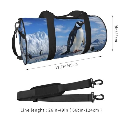 Travel Duffel Bag Sports Gym Bag With Shoes Compartment,Lightweight Overnight Weekender Bag Snow Mountain Penguin Yoga Gym Sports Bag For Men Women3