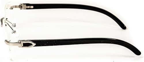 Miniatura 5 de Street Knitted Retro 90's Rimless Luxury Hombres Classic Rectángulo Plata Marco Metal Gafas Vintage Negro Brazo Cuadrado Hip Hop Lente Transparente