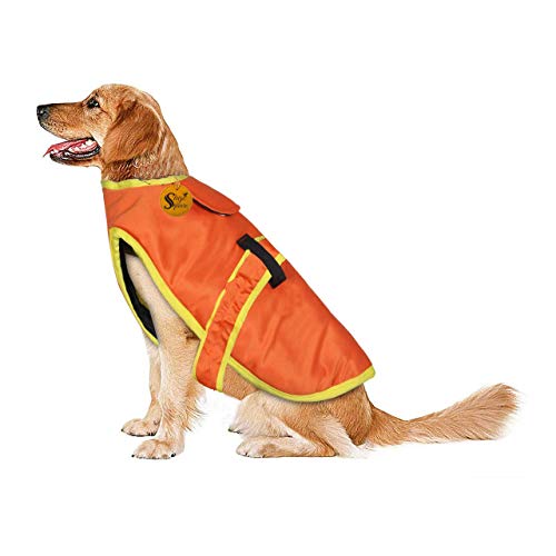 Image of Sage Square Dog Coat, Ultra Warm Windproof Winter, Thicker Fleece Jacket for Cold Weather. (Large - 26 Inches, Orange Plain)