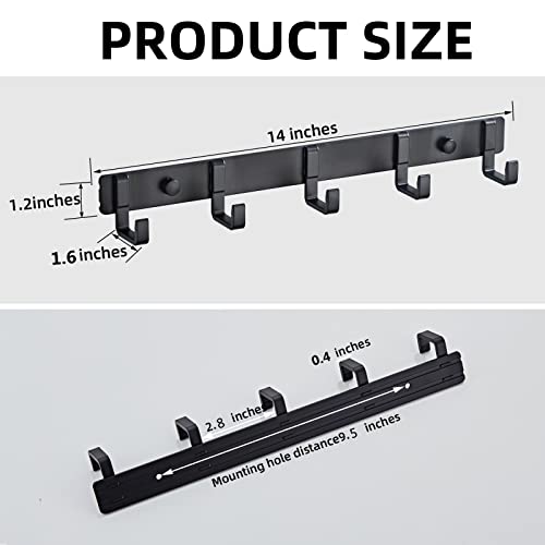2 Pack Jiafengyuan Wall Hook Hat Rack Wall Coat Rack Coat Hooks Wall Mounted Aluminum Alloy Hook Rack For Clothestowel Rack (5 Hooks Black) No Drilling #TOP1