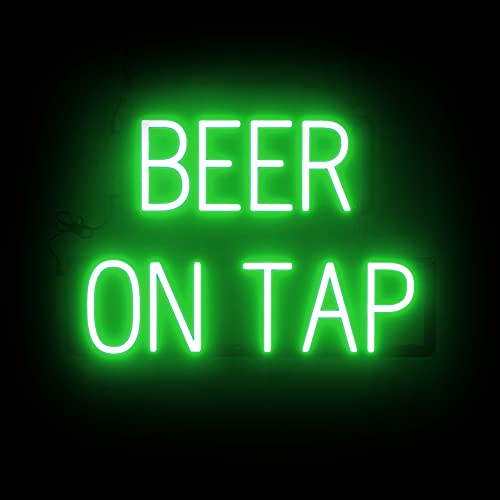 Image of SpellBrite LED Neon BEER ON TAP Sign for Business - Green, 23 inch x 15 inch | Ultra-Bright Click-Together Signage for Bars & Restaurants, with Visibility from 500 ft - 8 Animations, 6 Brightness Levels