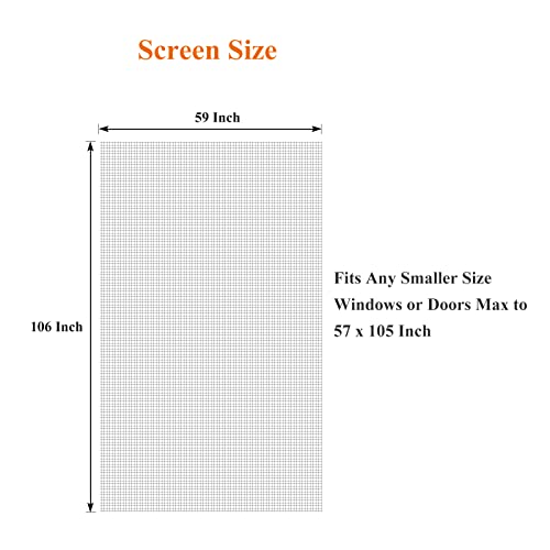 Magzo Window Screen Replacement, 59"W X 106"L X 1/64"T, Durable Fireproof Material Friendly For Pets, Diy Adjustable Screen For Windows&Doors Fits Any Smaller Size (Gray) #TOP2