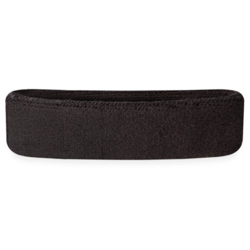 Suddora Workout Headband for Men and Women Moisture-Wicking Athletic Sweatband Lightweight Cotton Terry Cloth Bands for Basketball Tennis Football Gym Running Cosplay & Costumes (Black)