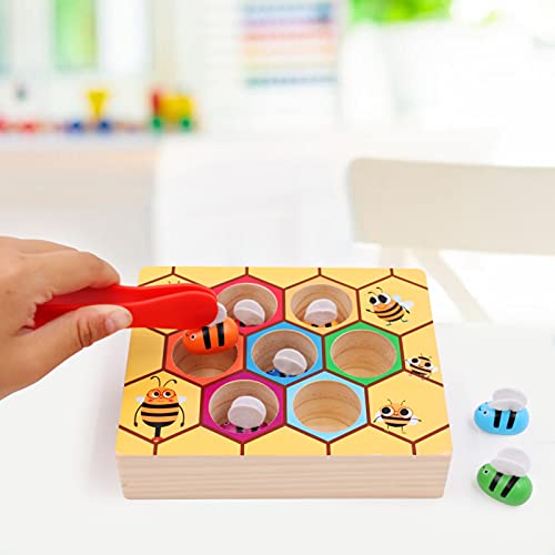 Wood City Toddler Fine Motor Skills Toys, Bee To Hive Matching Game, Wooden Color Sorting Toy For Toddler 2 3 Years Old, Montessori Preschool Learning Toys Gift For Children #TOP3