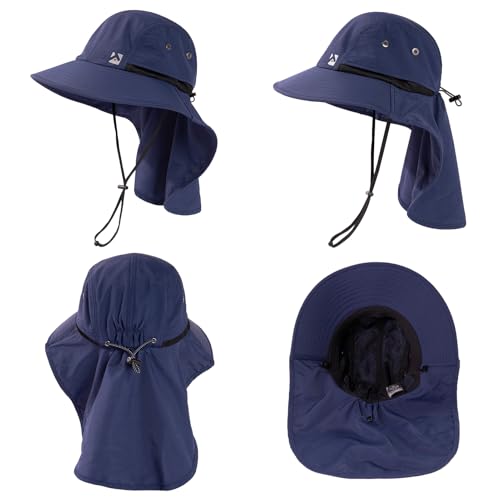 Image of Oversized XL XXL Mens Sun Hat Big Head Neck Flap Shade Waterproof UPF50+ Wide Brim Hat Fishing Safari Hiking