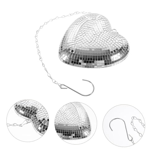 Adorno colgante en forma de corazón con superficie espejada para fiestas, bodas y decoración del hogar, temática disco miniatura 4