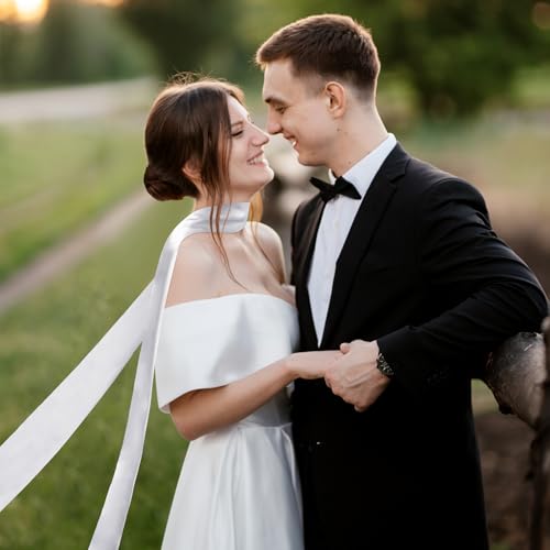 142 Inch Satin Bridal Neck Scarf Long Wedding Neck Scarf Length Draped Bride Wrap White Satin Shawl Bridal Wedding Wrap Long Evening Shawl for Women3