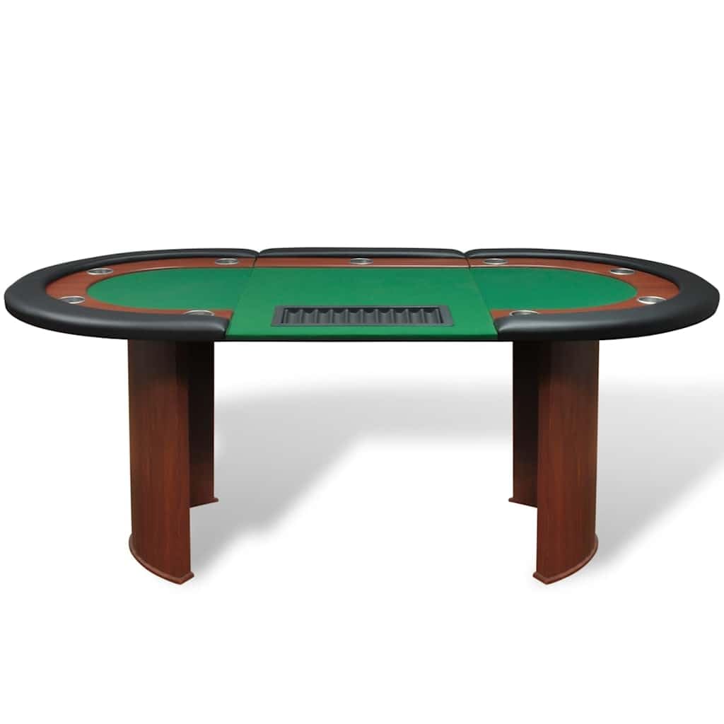 Mobili, tavolo da poker per 10 giocatori, con spazio per il dealer e vassoio per patatine, verde