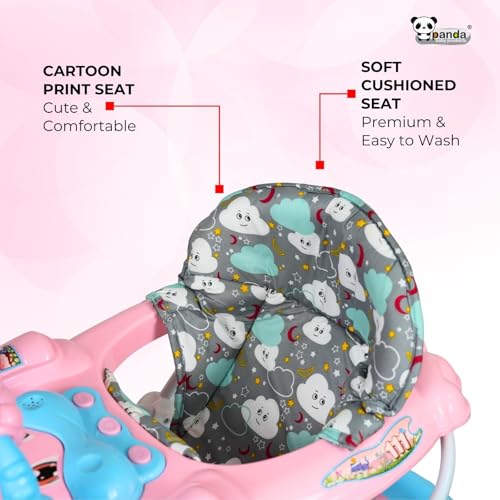 Image of Panda Baby Products Walker with Push Handle, Musical Toys & Adjustable Height - Safe & Comfortable Learning Walker for Babies (6-18 Months) (Pink, 111 Baby Walker)