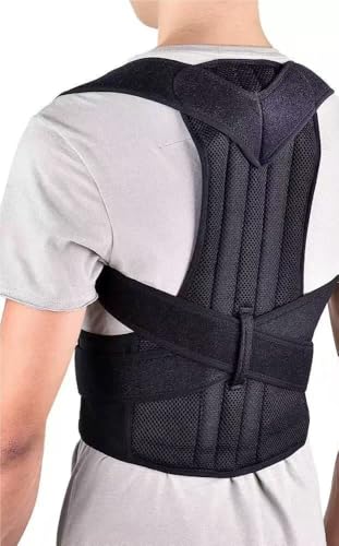 レディース メンズ フルバックブレース ストレートナー 肩姿勢矯正器具 伸縮性 通気性 軽量 整形外科用コルセットサポートベルト トップス 自宅フィットネス 毎日の仕事トレーニング用(Black,L)