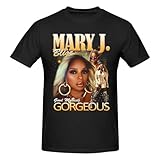 Mary Music J Rapper Blige Singer Men's Shirt Crew Tee Summer Cotton Casual Short Sleeves Shirts Tops Black Medium
