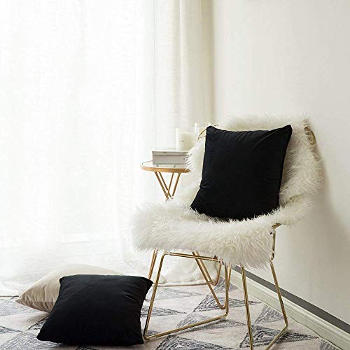 Image of Khooti Velvet Cushion Cover Pack of 1-38 inch x 38 inch / 97 x 97 cm - Black - Soft Pillow Covers Cushion Case for Sofa Bedroom Livingroom Chair Car, Cushion Cover