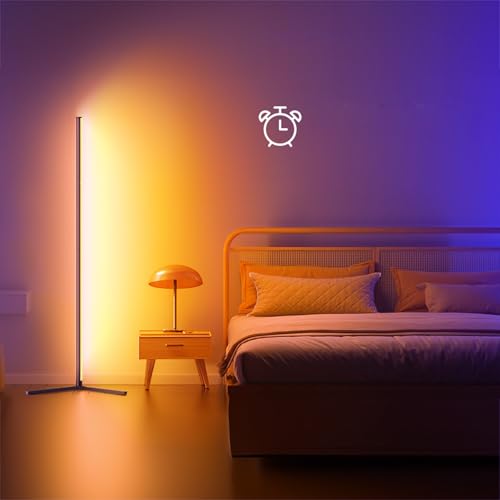Rgbic Luz ambiente de LED para chão com 16 milhões de cores, luz de canto de parede de emenda de trê