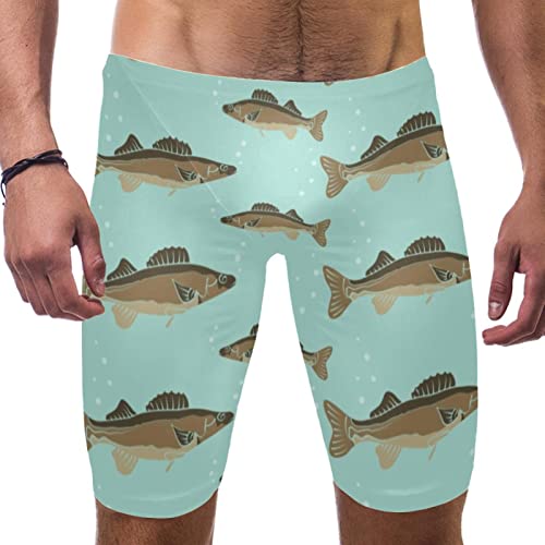 Bañador de corte cuadrado para hombre con diseño exclusivo de peces Walleye
