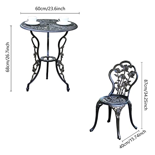 YKSY&YKSY Patio Bistro Set.Rust-Resistant Cast Aluminum Bistro Table Set with Umbrella Hole for Backyard (Rose Copper)