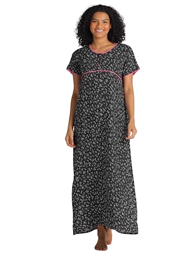 Image of Evolove Women's Cotton Long Maxi Night Gown Nighty Dress with Pocket & Stylish Button, Super Soft Comfortable (LNG-Button)