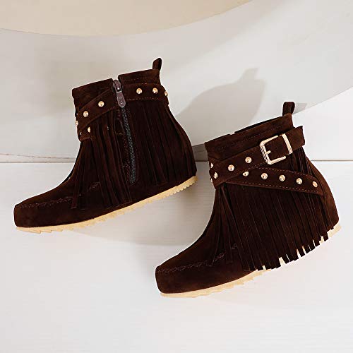 Scaoruki Women Casual Ankle Boots Flat Fringe Mocassion Booties3