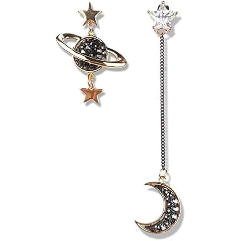 New Asymmetrical Star Moon Earrings Women Fashion Korean Temperament Earrings Long Personality Ear Jewelry Earrings Durable and Practical Cover