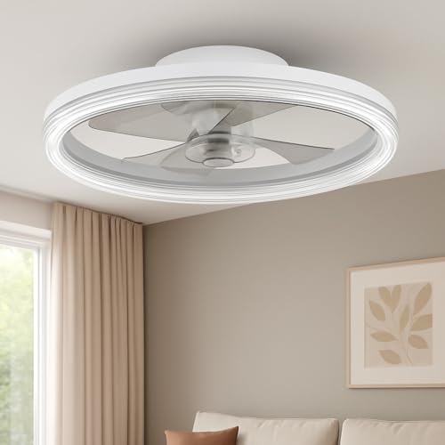 FactorLED Ventilador de Techo con Luz 50cm, 30W, 3000Lm, Blanco, Silencioso, CCT 6 opciones de luz blanca, Velocidad ajustable, Programable y Regulable, Mando a Distancia (LAVEZZI - 50CM)
