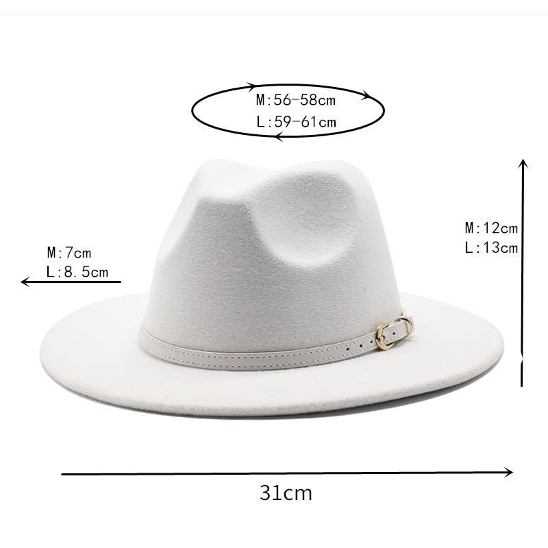 Fengyan Chapeaux 24 Couleurs Style européen et américain Chaud Chapeau Britannique Automne et Hiver Grand Chapeau en Laine Hommes et Femmes Dos côté Jazz Chapeau