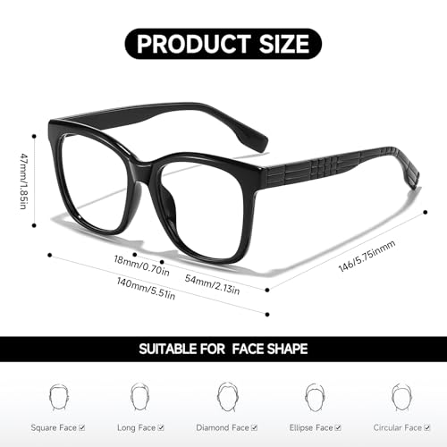 Image of Oversized Square Blue Light Blocking Glasses for Women and Men - Gaming & Computer Anti-Fatigue