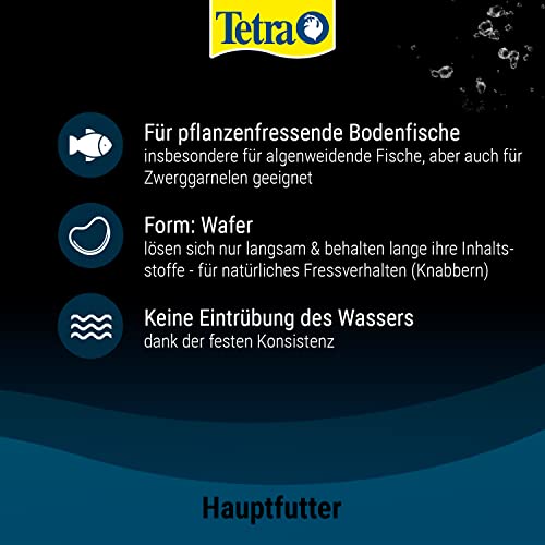 Tetra Pleco Algae Wafers - Fischfutter mit Spirulina-Algen für algenweidende Bodenfische, 250 ml Dose