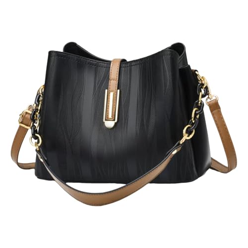 Sac à main fourre-tout en cuir souple noir à grande capacité pour femme